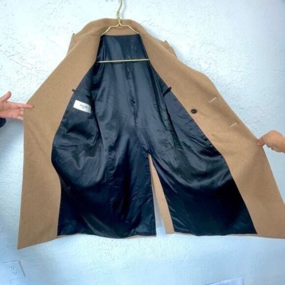 CELINE CHESTERFIELD 2020 CLASSIC COAT IN 100% CAMEL HAIR CLOTH NUTMEG SIZE SMALL - Picture 4 of 13